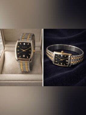 Elgin II Men's Black Dial Two-Tone Watch